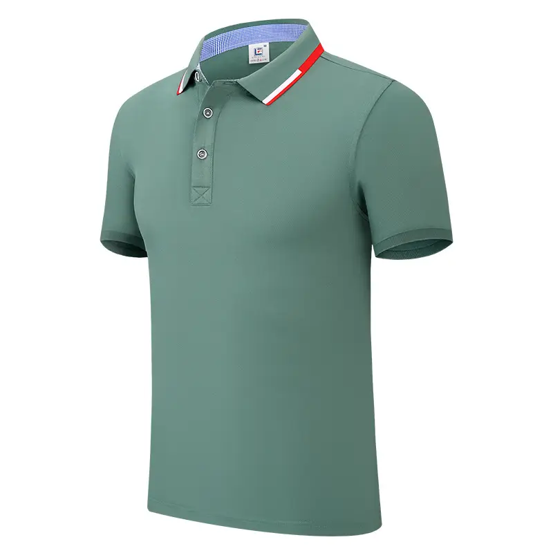 Men Black Polo Shirt with Red Blue Trim