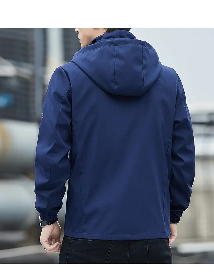 Men's 2023 Hooded Full Zip Jacket Black Korean Style — feature 8