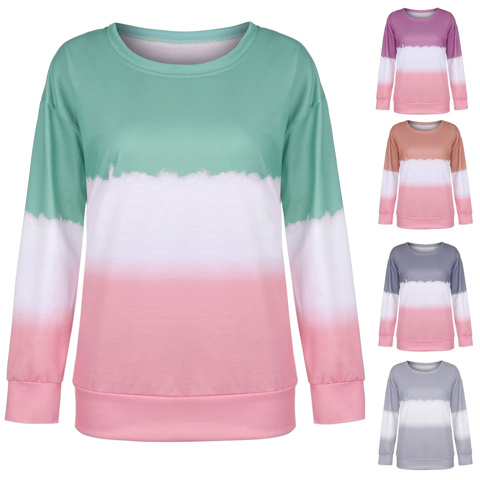 Women Tie-Dye Gradient Long Sleeve T-Shirt