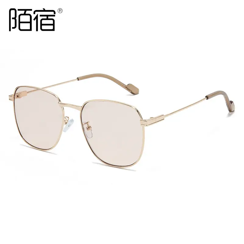 Anti-Blue Light Sunglasses Square Frame Metal Korean Style - Image 5