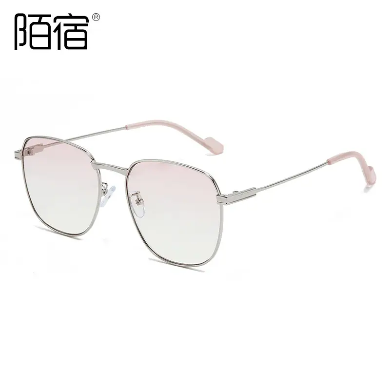 Anti-Blue Light Sunglasses Square Frame Metal Korean Style - Image 6