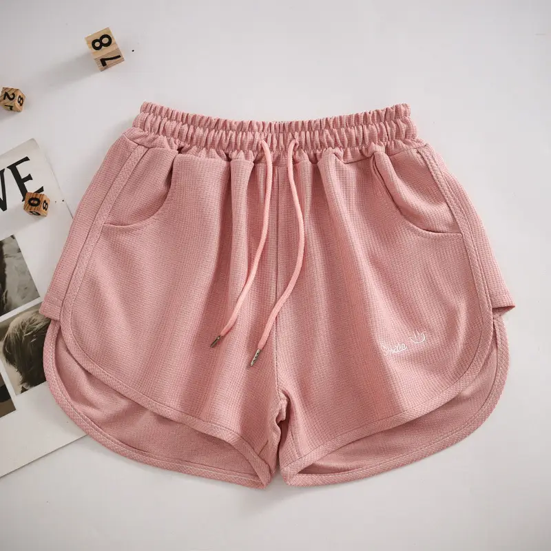 Women Waffle Knit Shorts 2025 Summer Grey — feature 10