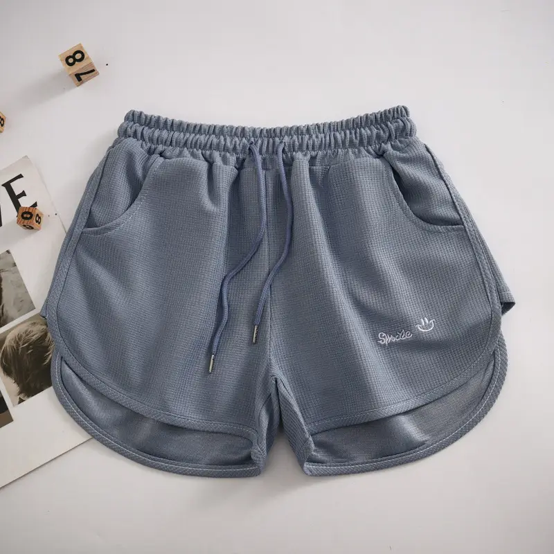Women Waffle Knit Shorts 2025 Summer Grey — feature 11