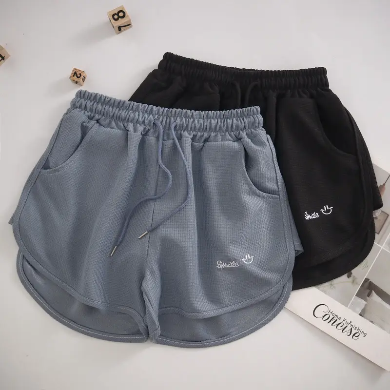 Women Waffle Knit Shorts 2025 Summer Grey — feature 16