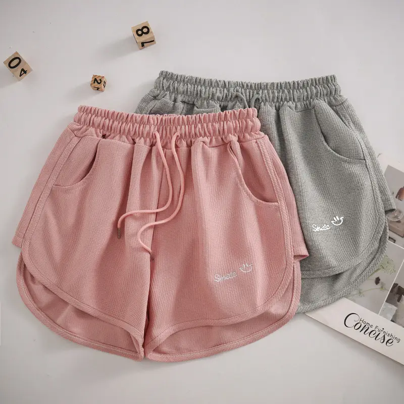 Women Waffle Knit Shorts 2025 Summer Grey — feature 5