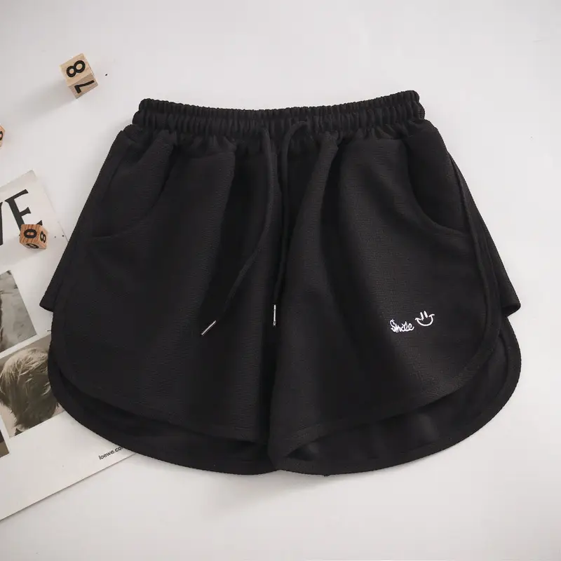 Women Waffle Knit Shorts 2025 Summer Grey - Image 2