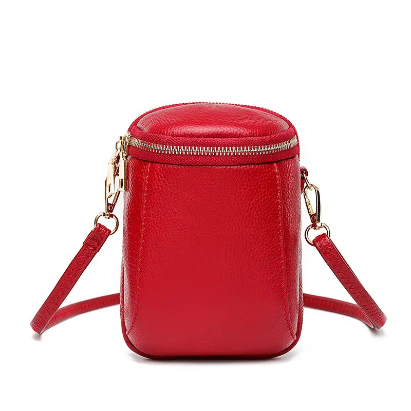 Green Genuine Leather Mobile Phone Bag for Women - Image 3
