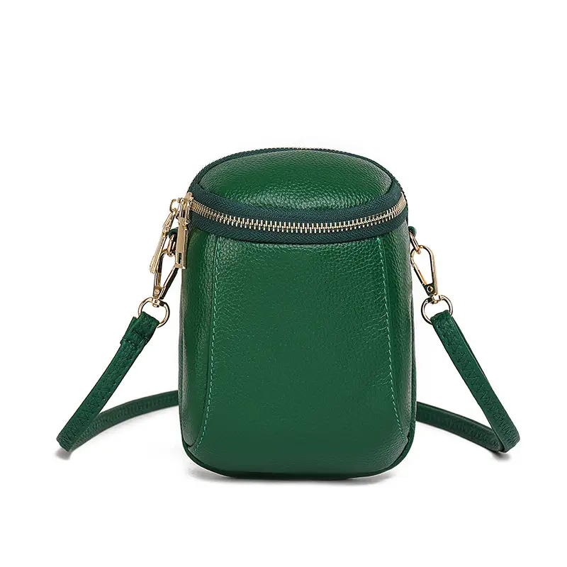 Green Genuine Leather Mobile Phone Bag for Women - Image 4