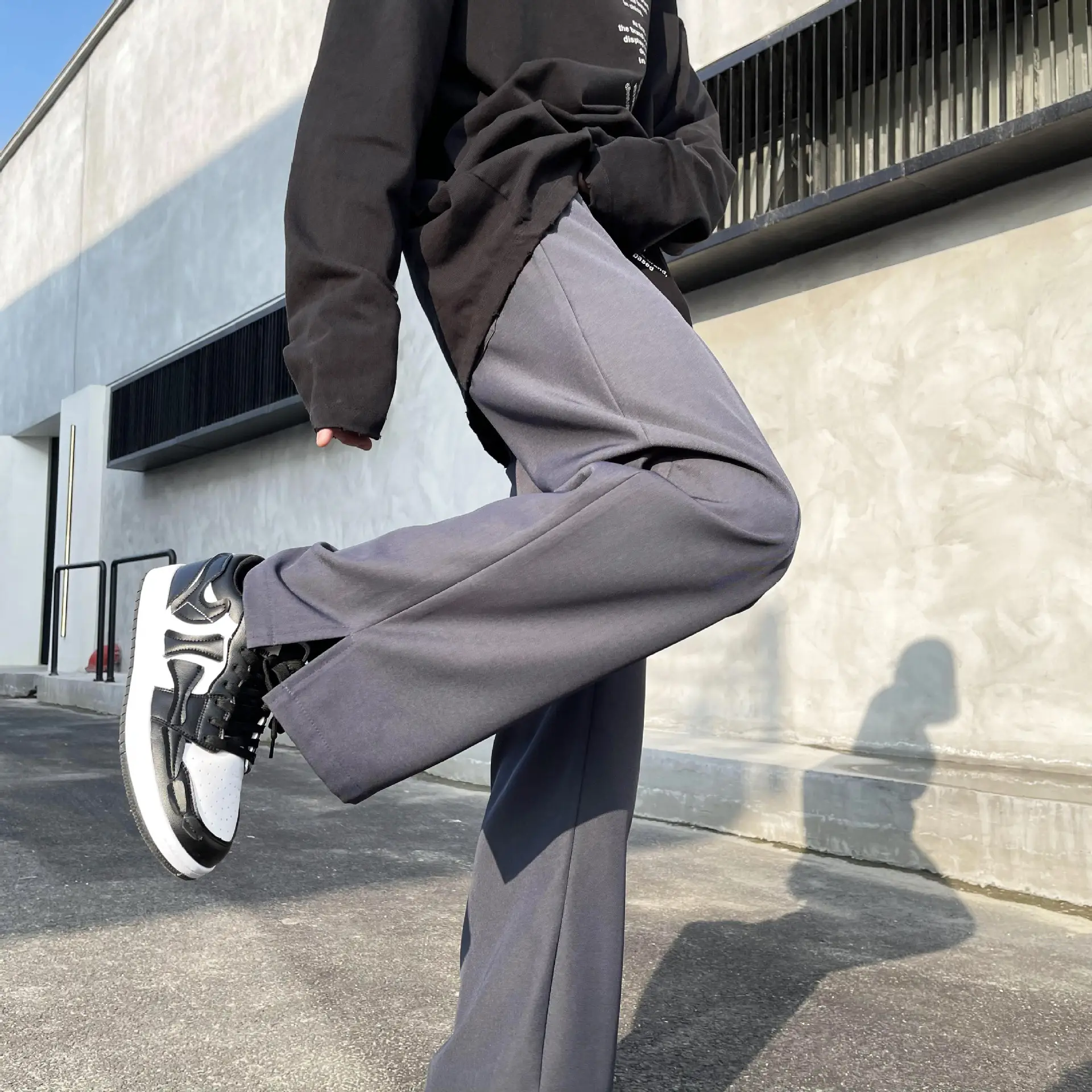 Men's Oversize Split Mop Pants Black Formal Wear - Image 6