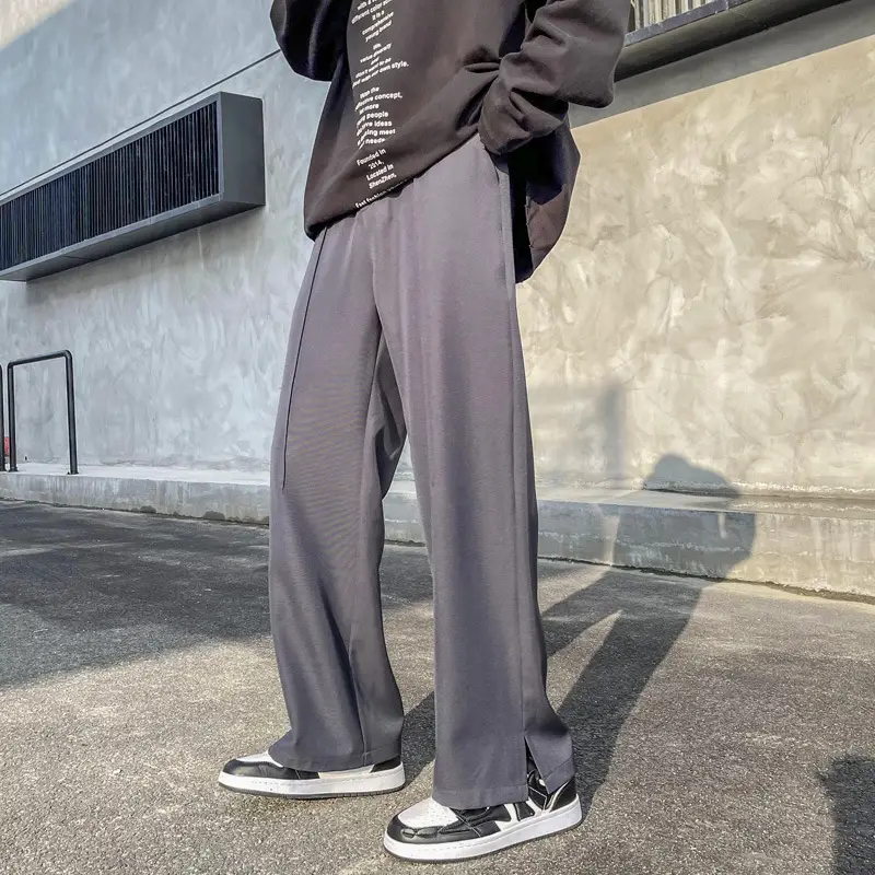 Men's Oversize Split Mop Pants Black Formal Wear - Image 2