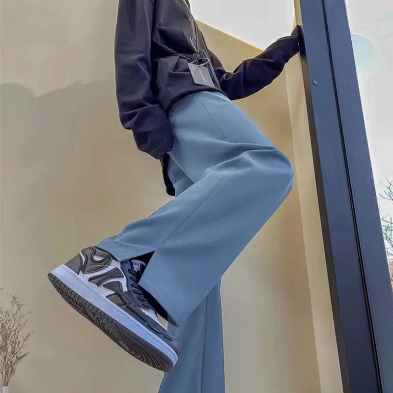 Men's Oversize Split Mop Pants Black Formal Wear - Image 4