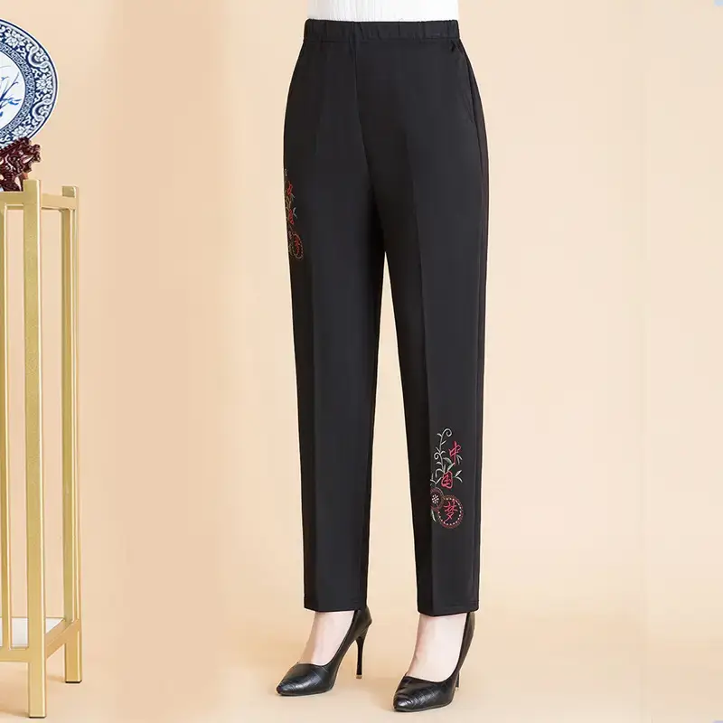 Black Embroidered Loose Pants for Women Spring Autumn - Image 6