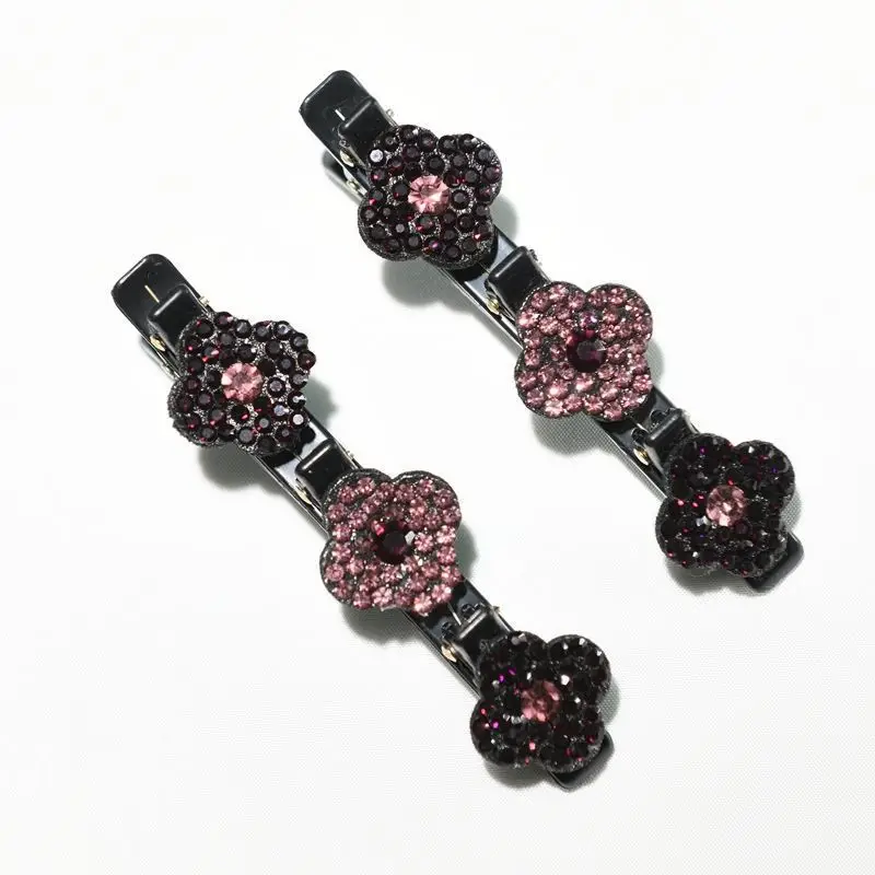 Elegant Rhinestone Flower Braided Hairpin with Full Diamond Clasp — feature 6