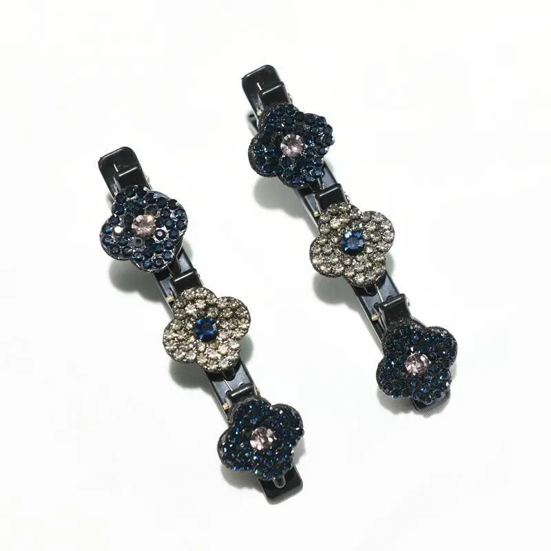 Elegant Rhinestone Flower Braided Hairpin with Full Diamond Clasp — feature 8