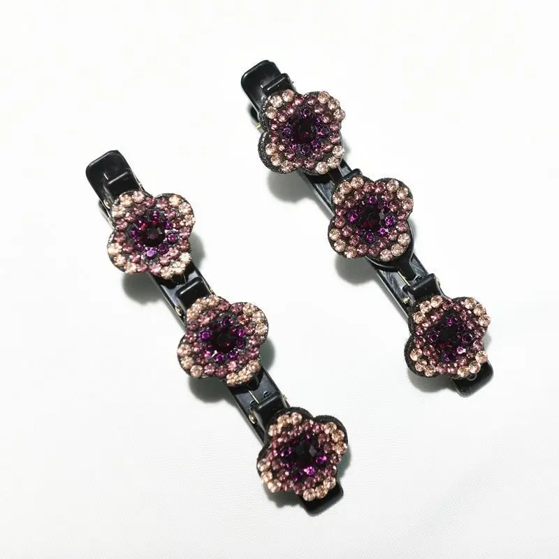 Elegant Rhinestone Flower Braided Hairpin with Full Diamond Clasp — feature 9