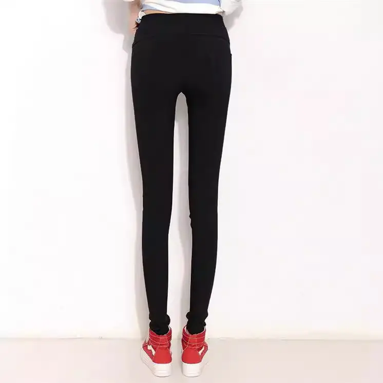 Women's Stretch Leggings Black Pencil Pants with Front & Back Pocket - Image 5