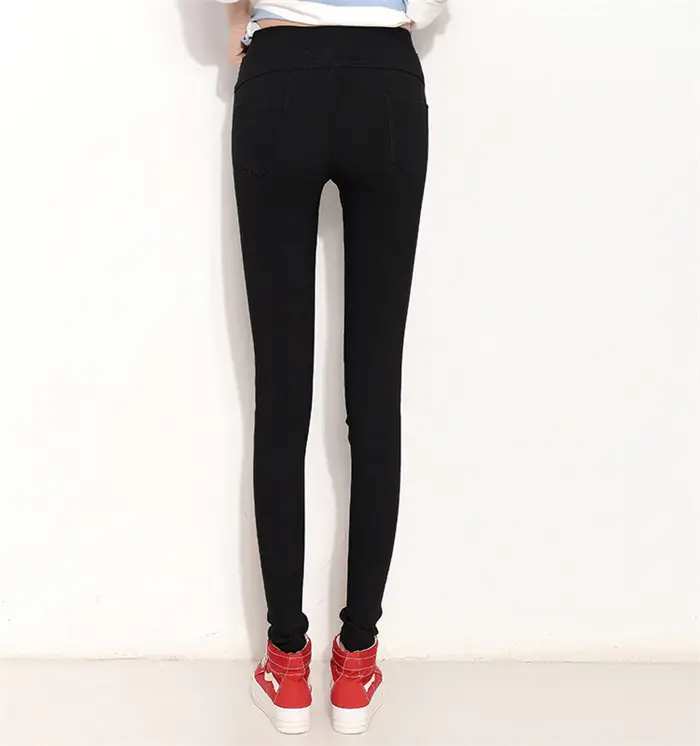 Women's Stretch Leggings Black Pencil Pants with Front & Back Pocket — feature 16