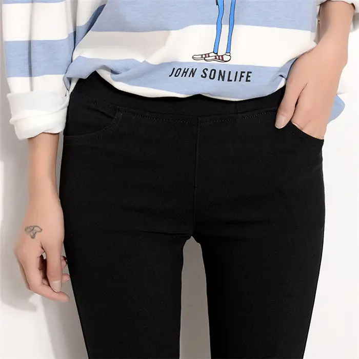 Women's Stretch Leggings Black Pencil Pants with Front & Back Pocket — feature 17