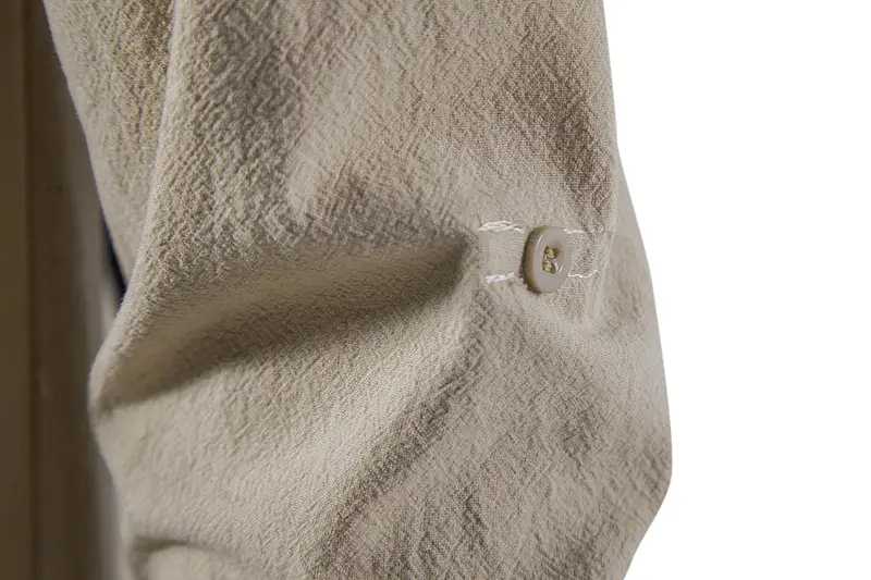 Men Cotton Linen Long Sleeve Shirt White — feature 11