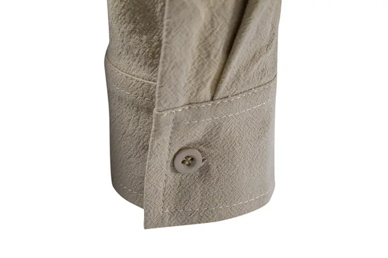 Men Cotton Linen Long Sleeve Shirt White — feature 13