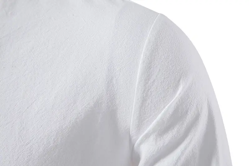 Men Cotton Linen Long Sleeve Shirt White — feature 18