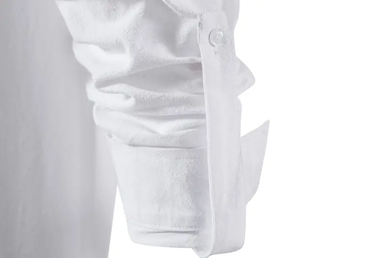 Men Cotton Linen Long Sleeve Shirt White — feature 22