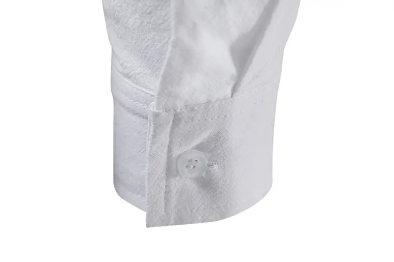 Men Cotton Linen Long Sleeve Shirt White — feature 24