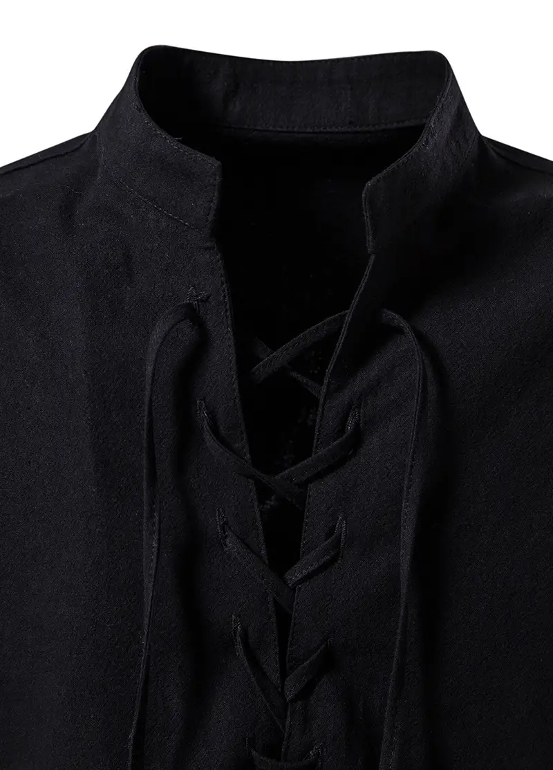 Men Cotton Linen Long Sleeve Shirt White — feature 28