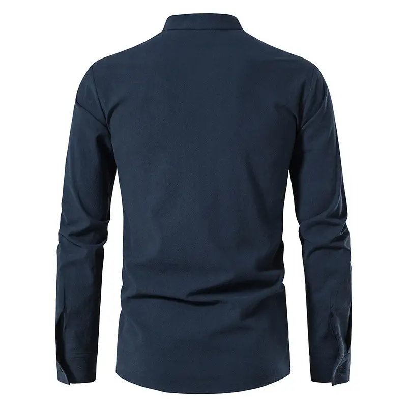 Men Cotton Linen Long Sleeve Shirt White — feature 38