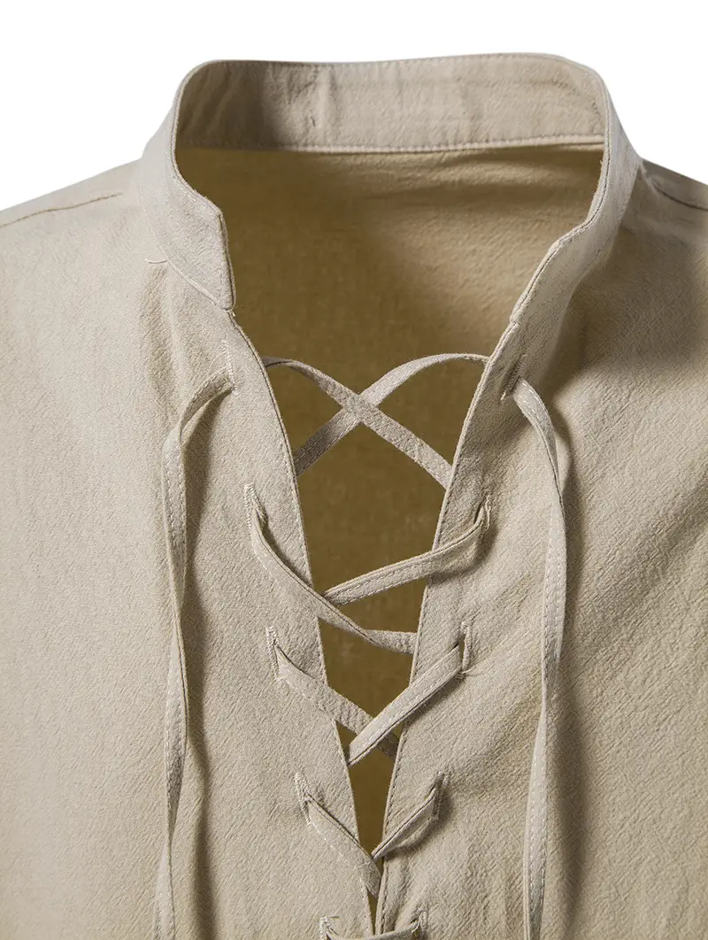 Men Cotton Linen Long Sleeve Shirt White — feature 5
