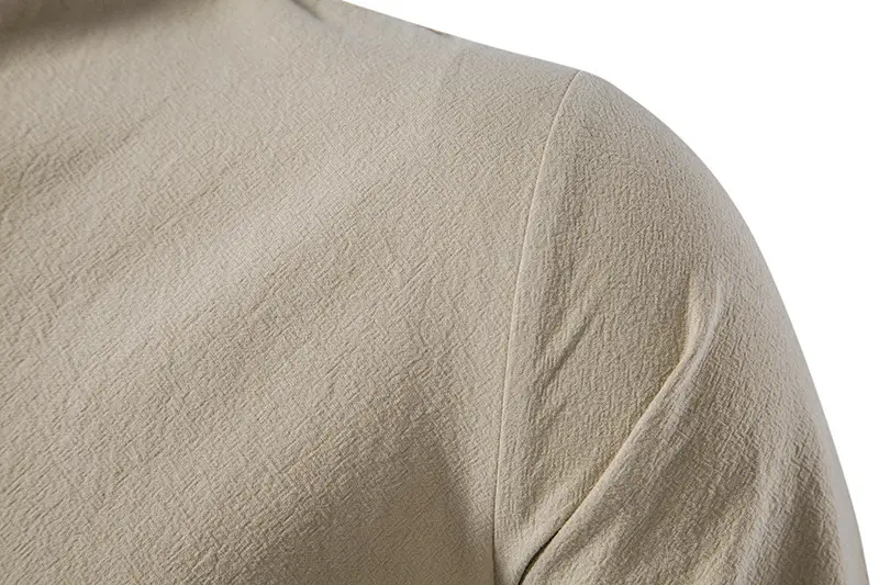 Men Cotton Linen Long Sleeve Shirt White — feature 6