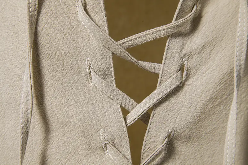 Men Cotton Linen Long Sleeve Shirt White — feature 9