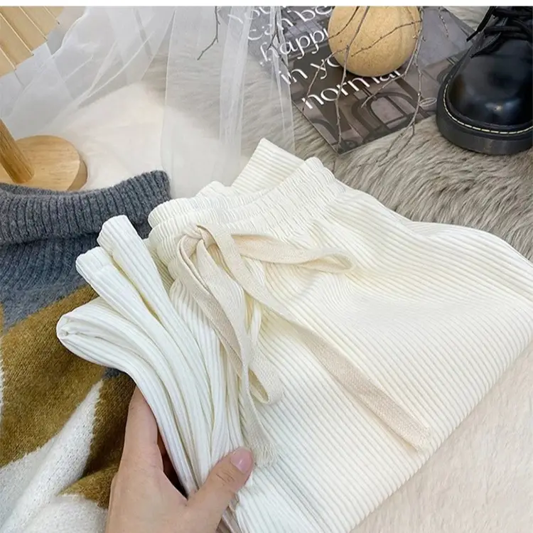 Green Drawstring Wide Leg Pants for Women