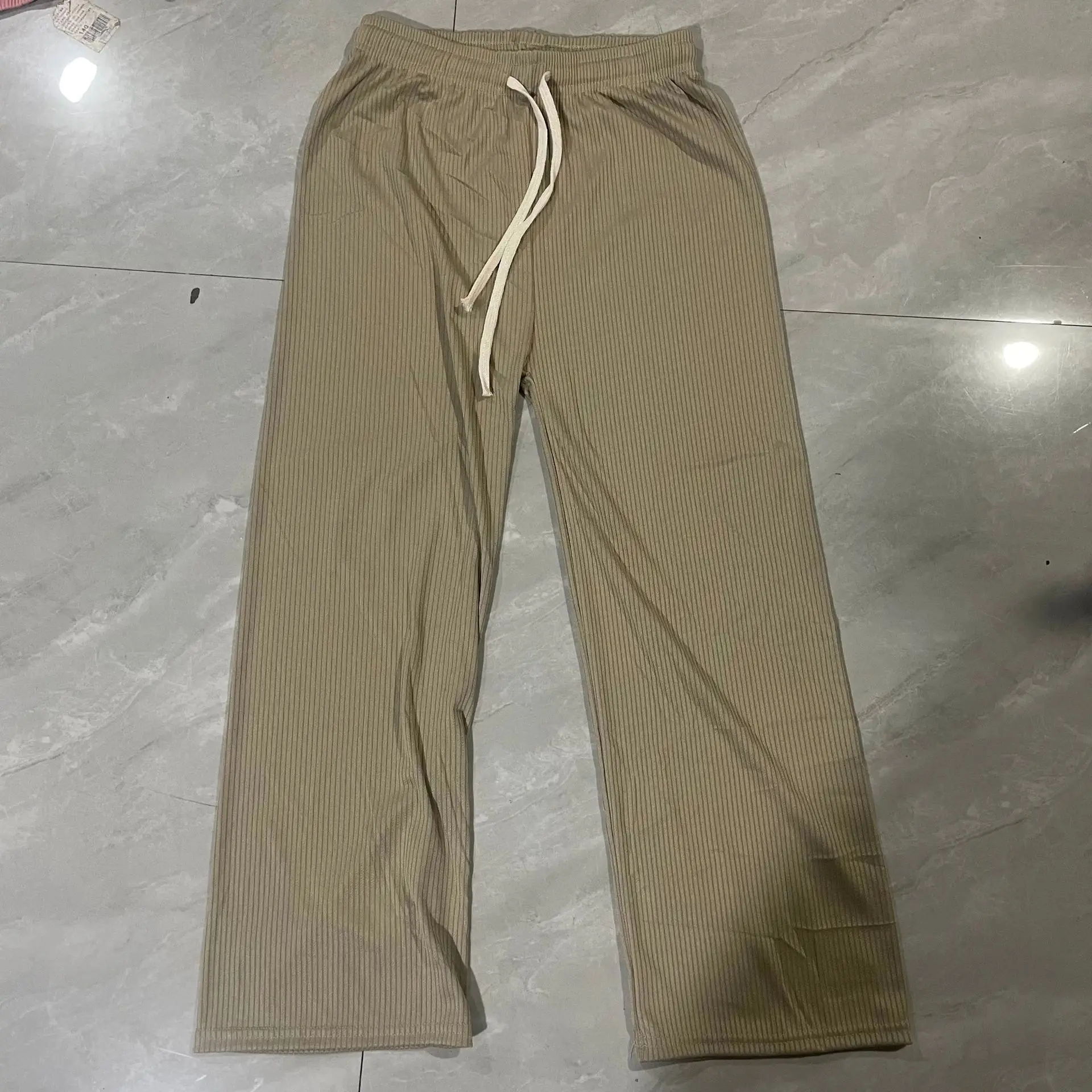 Green Drawstring Wide Leg Pants for Women