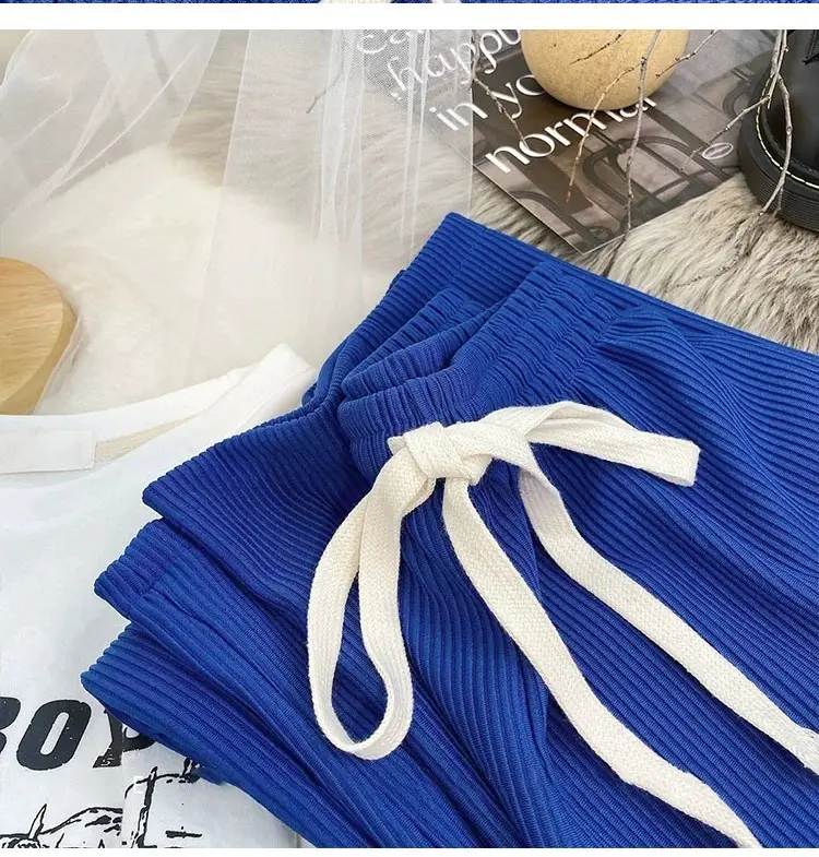 Green Drawstring Wide Leg Pants for Women