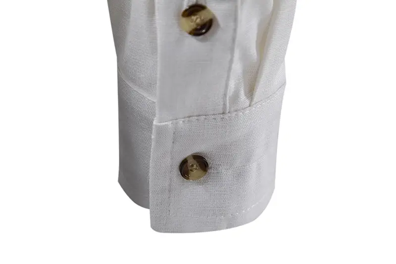 Men's White Linen Button Front Shirt Medium — feature 12