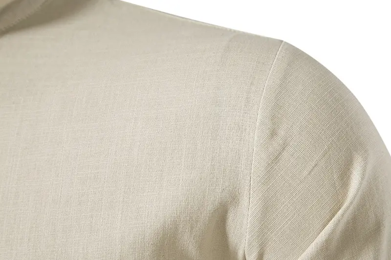 Men's White Linen Button Front Shirt Medium — feature 16