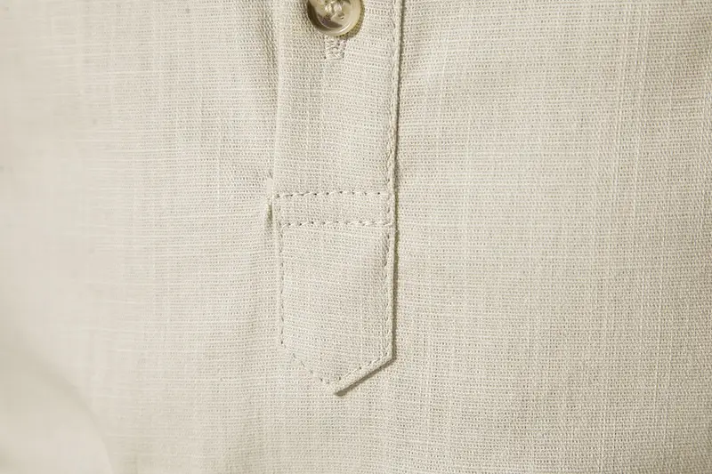 Men's White Linen Button Front Shirt Medium — feature 17