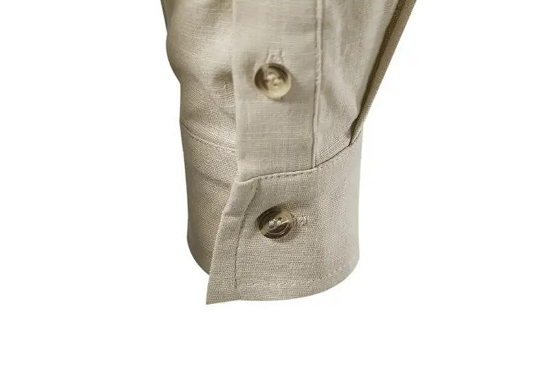 Men's White Linen Button Front Shirt Medium — feature 19