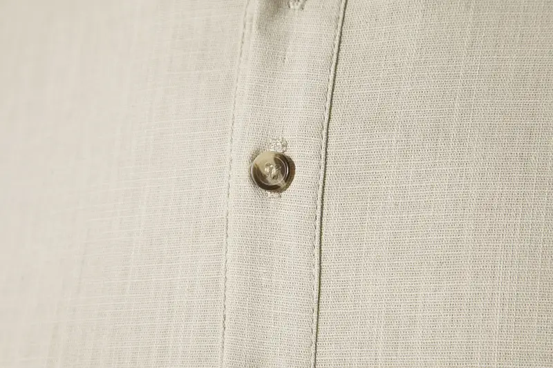 Men's White Linen Button Front Shirt Medium — feature 21