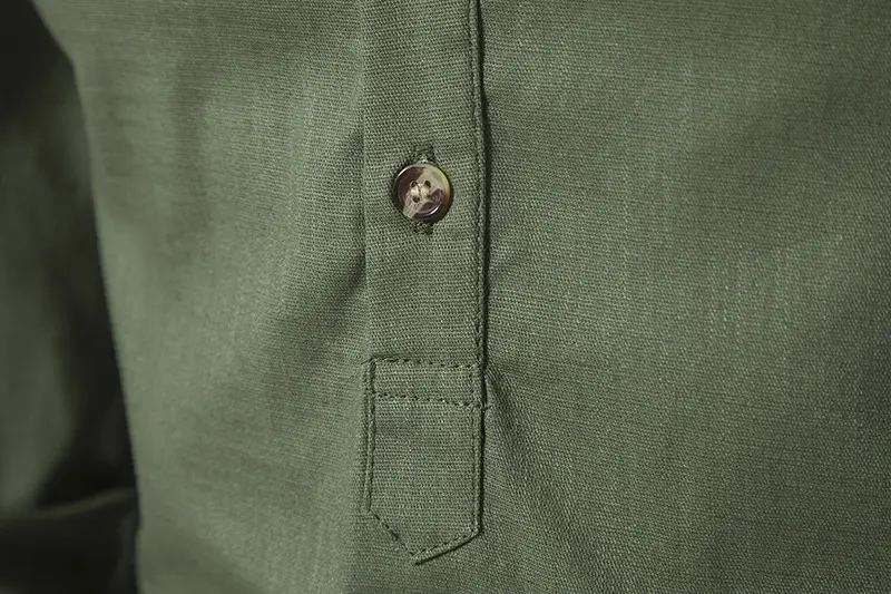 Men's White Linen Button Front Shirt Medium — feature 27