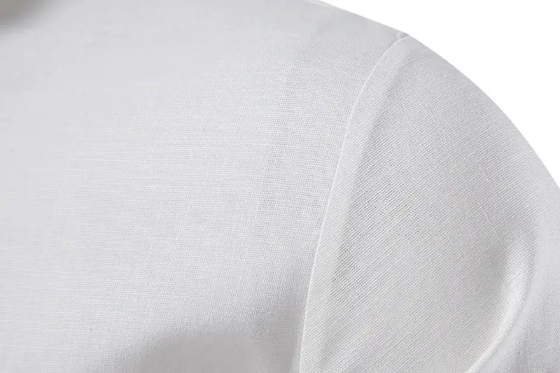 Men's White Linen Button Front Shirt Medium — feature 5