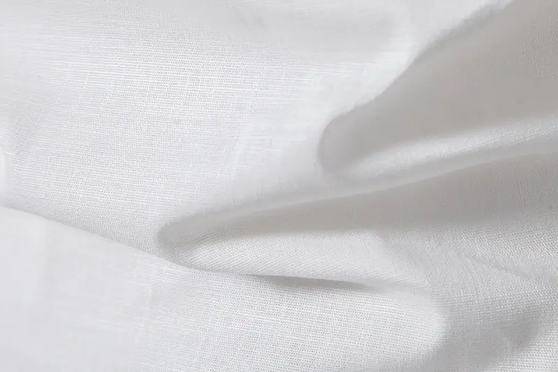 Men's White Linen Button Front Shirt Medium — feature 7