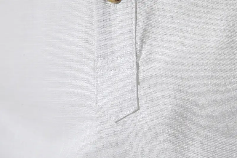 Men's White Linen Button Front Shirt Medium — feature 8