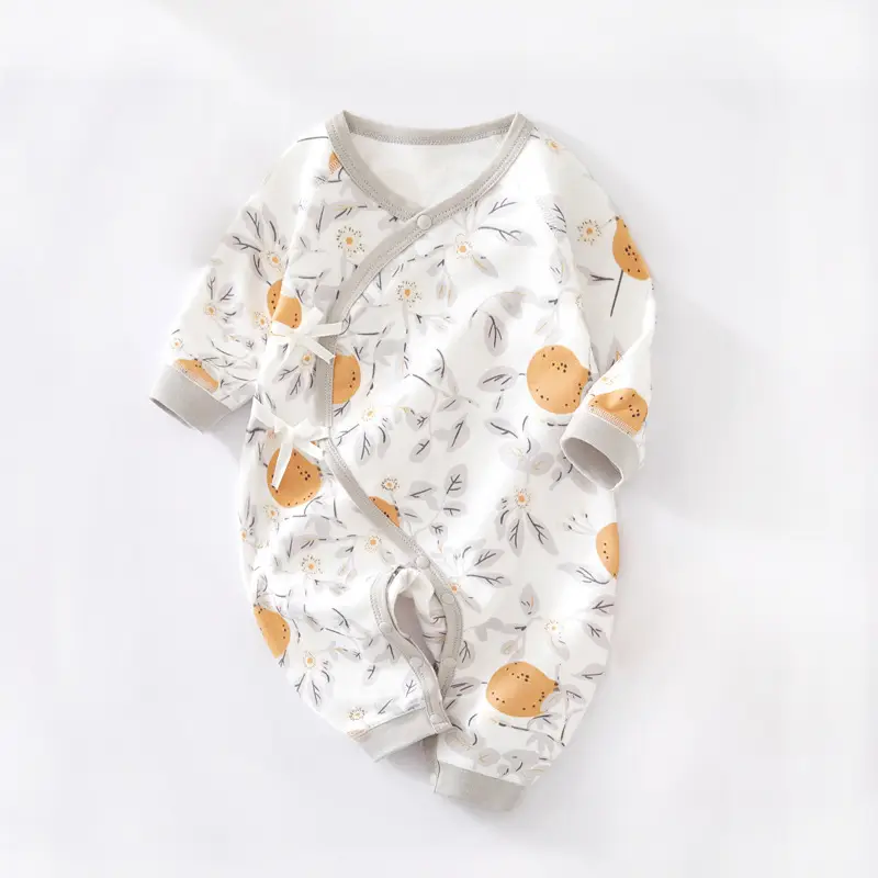 Newborn Baby Cotton Butterfly Romper Set White Four Seasons - Image 4