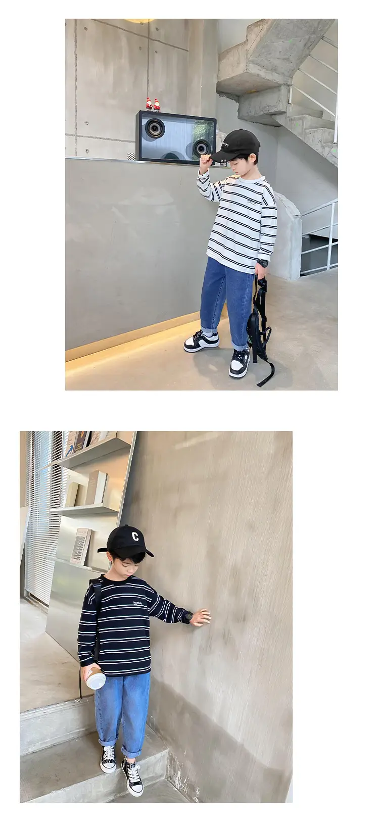 Boys Striped Cotton T-Shirt 2026 Spring Autumn Korean Style — feature 14