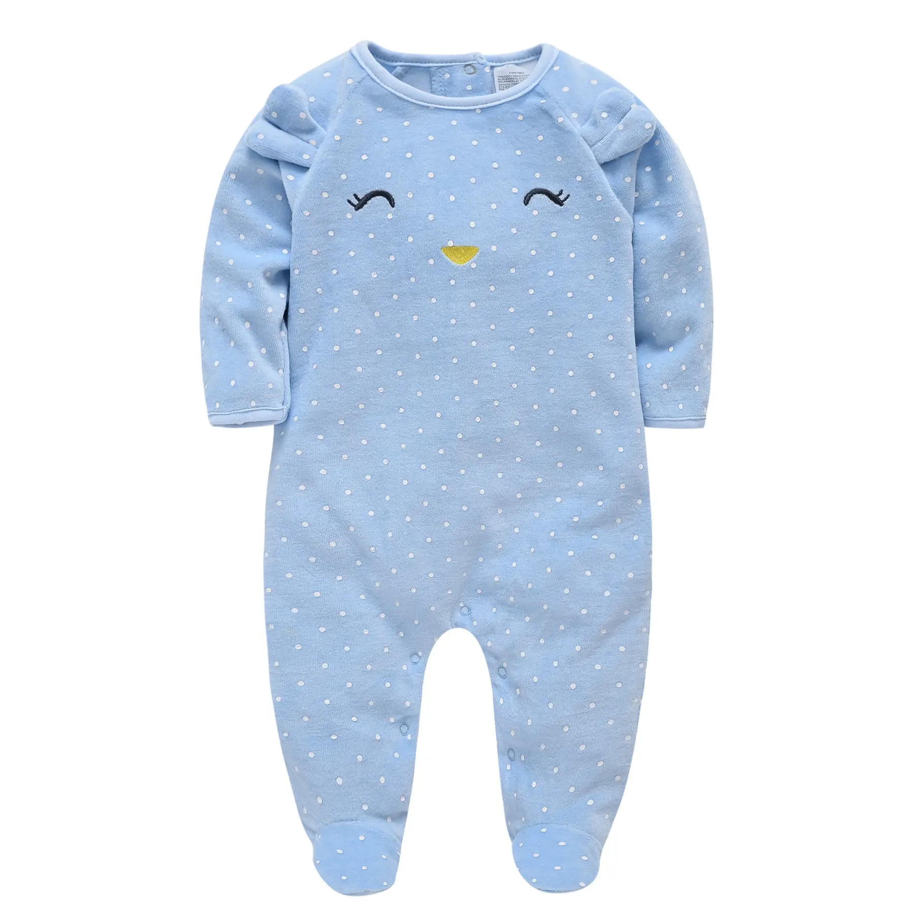 Blue Foot-Wrapped Baby Jumpsuit 3M+