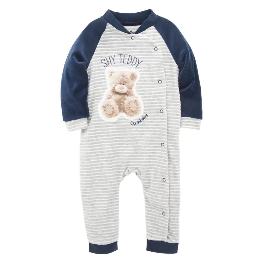 Blue Foot-Wrapped Baby Jumpsuit 3M+