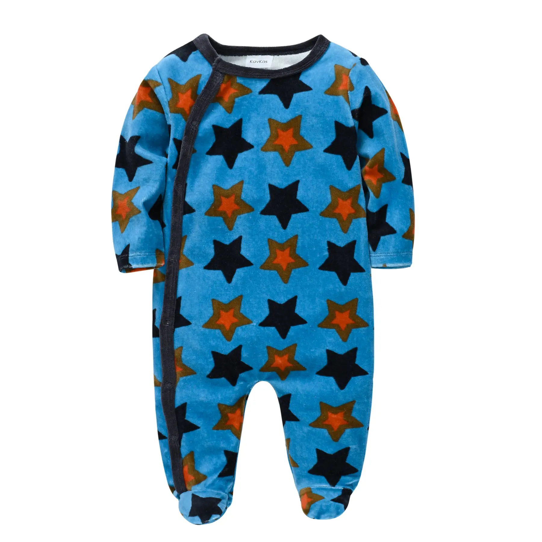 Blue Foot-Wrapped Baby Jumpsuit 3M+