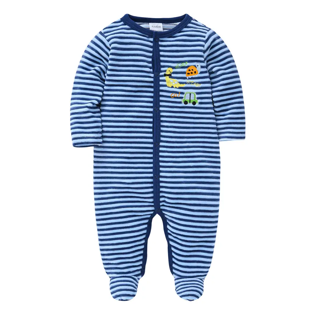 Blue Foot-Wrapped Baby Jumpsuit 3M+